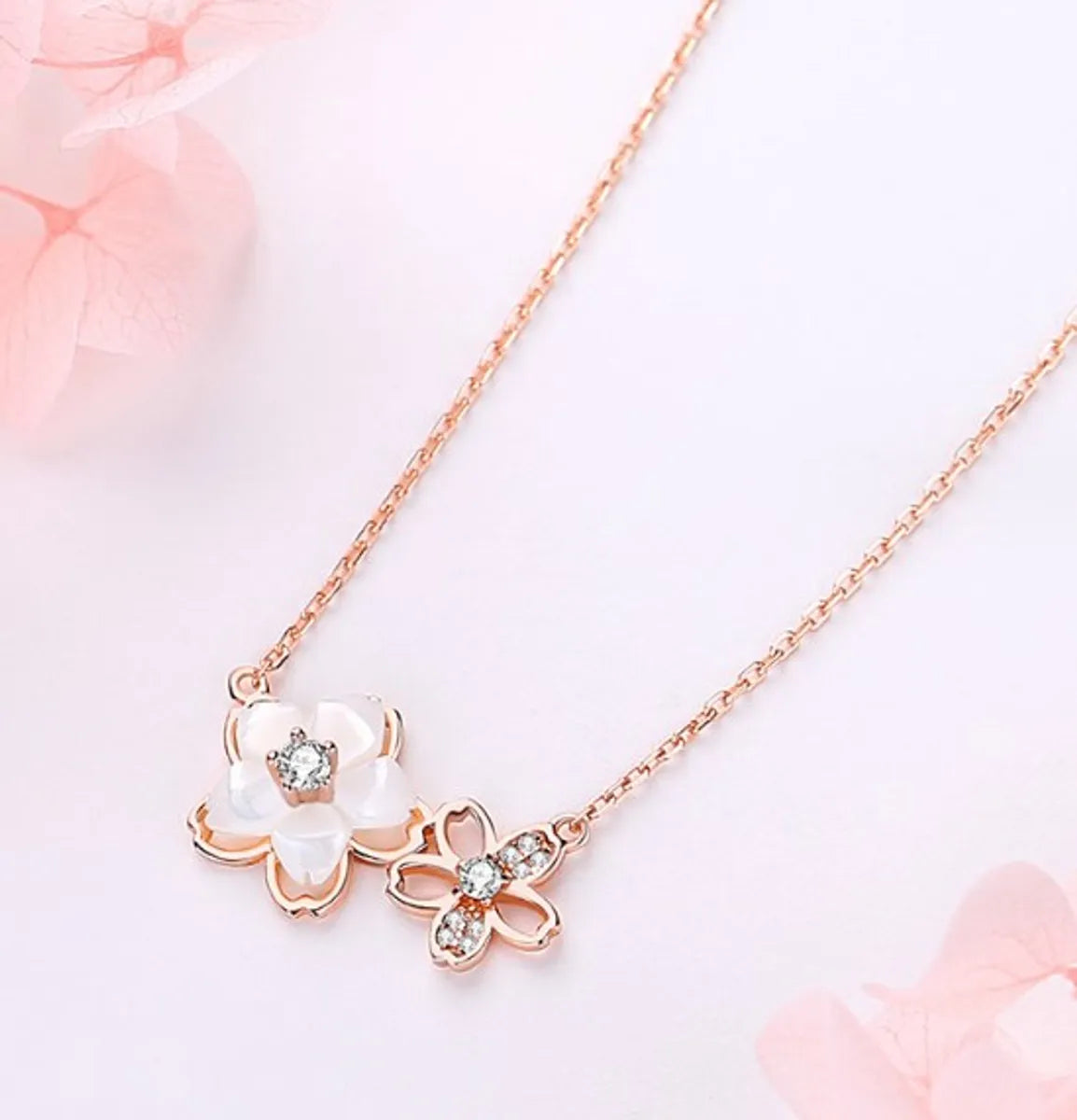 Women’s necklace collection-Ig Style Sweet Flower Sterling Silver Zircon Necklace In Bulk