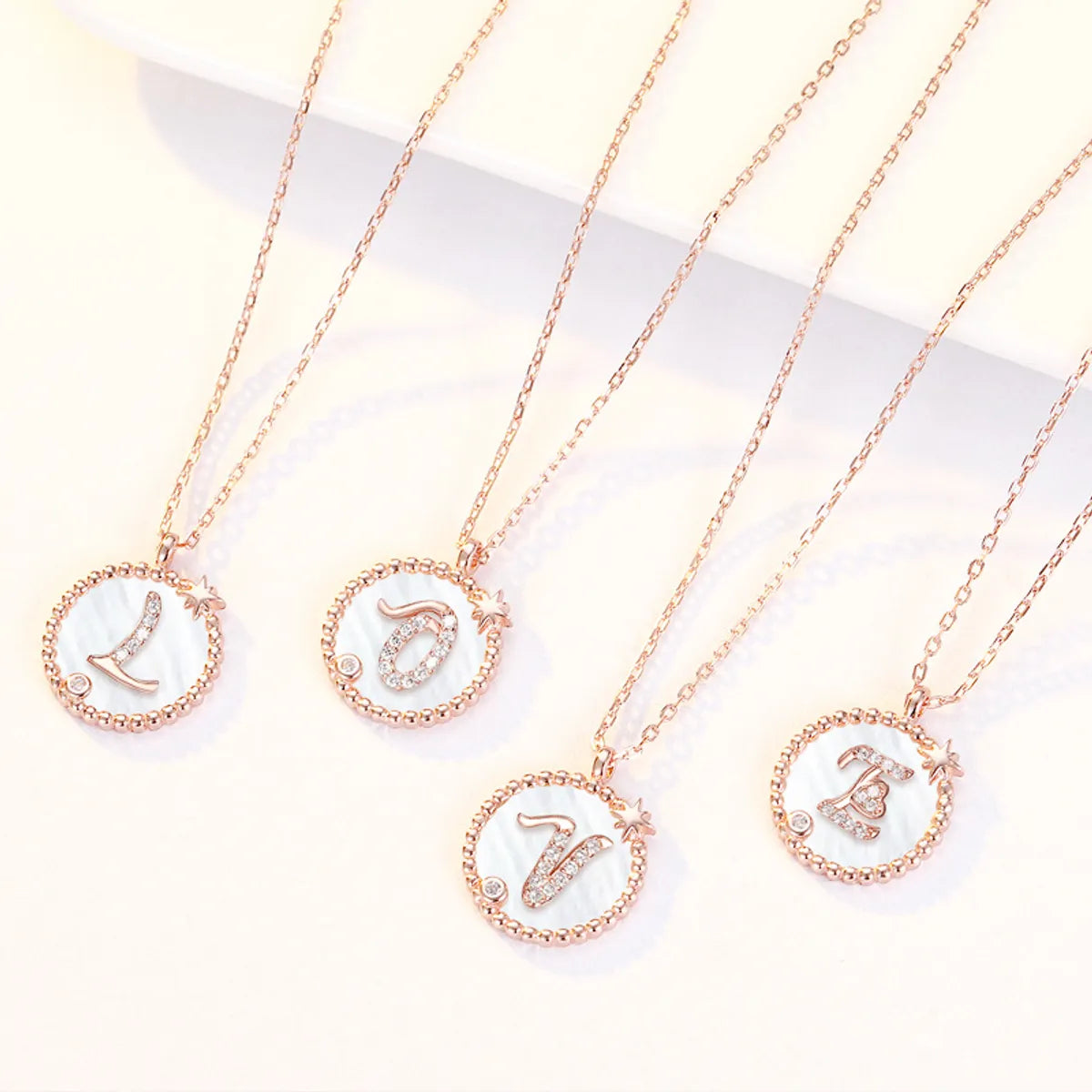 Women’s rose gold necklace-Simple Style Letter Sterling Silver Pendant Necklace