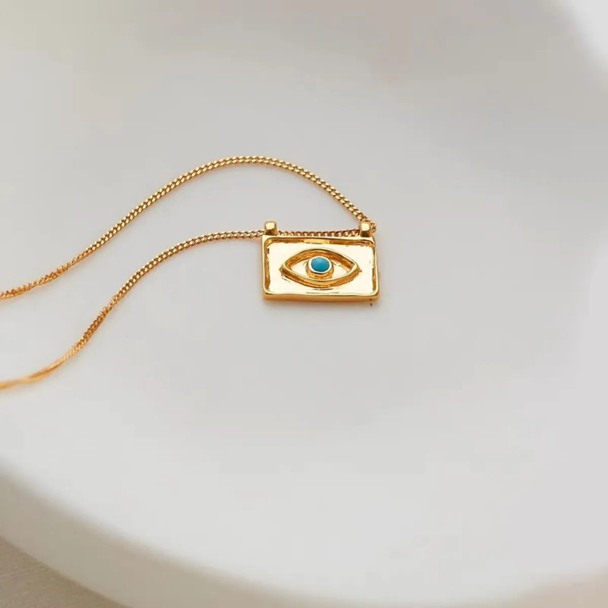 Women’s dainty necklace-Ig Style Simple Style Devil's Eye Solid Color Sterling Silver Plating Inlay Artificial Gemstones 18k Gold Plated Necklace