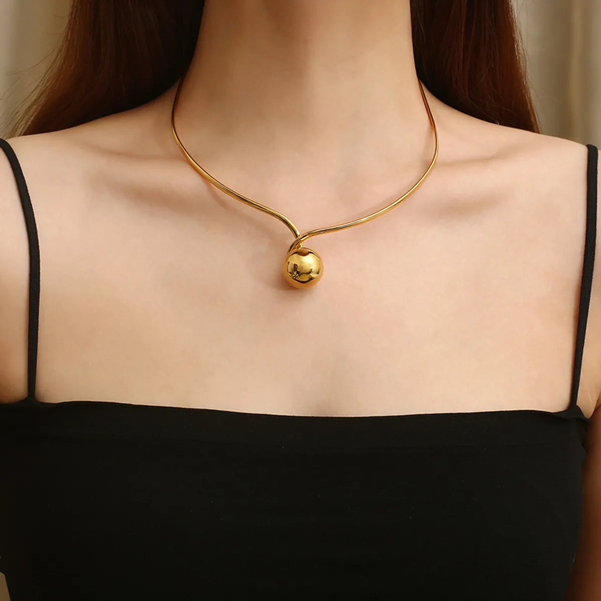 Women’s classic necklace-Commute Solid Color Titanium Steel Plating Gold Plated Choker