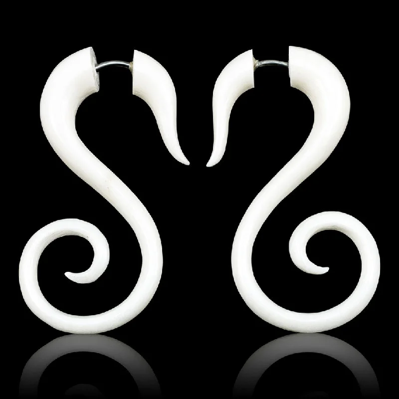 Women's custom hoop earrings-<span>EFB-148<span>: </span></span>Spiral Tails - Bone