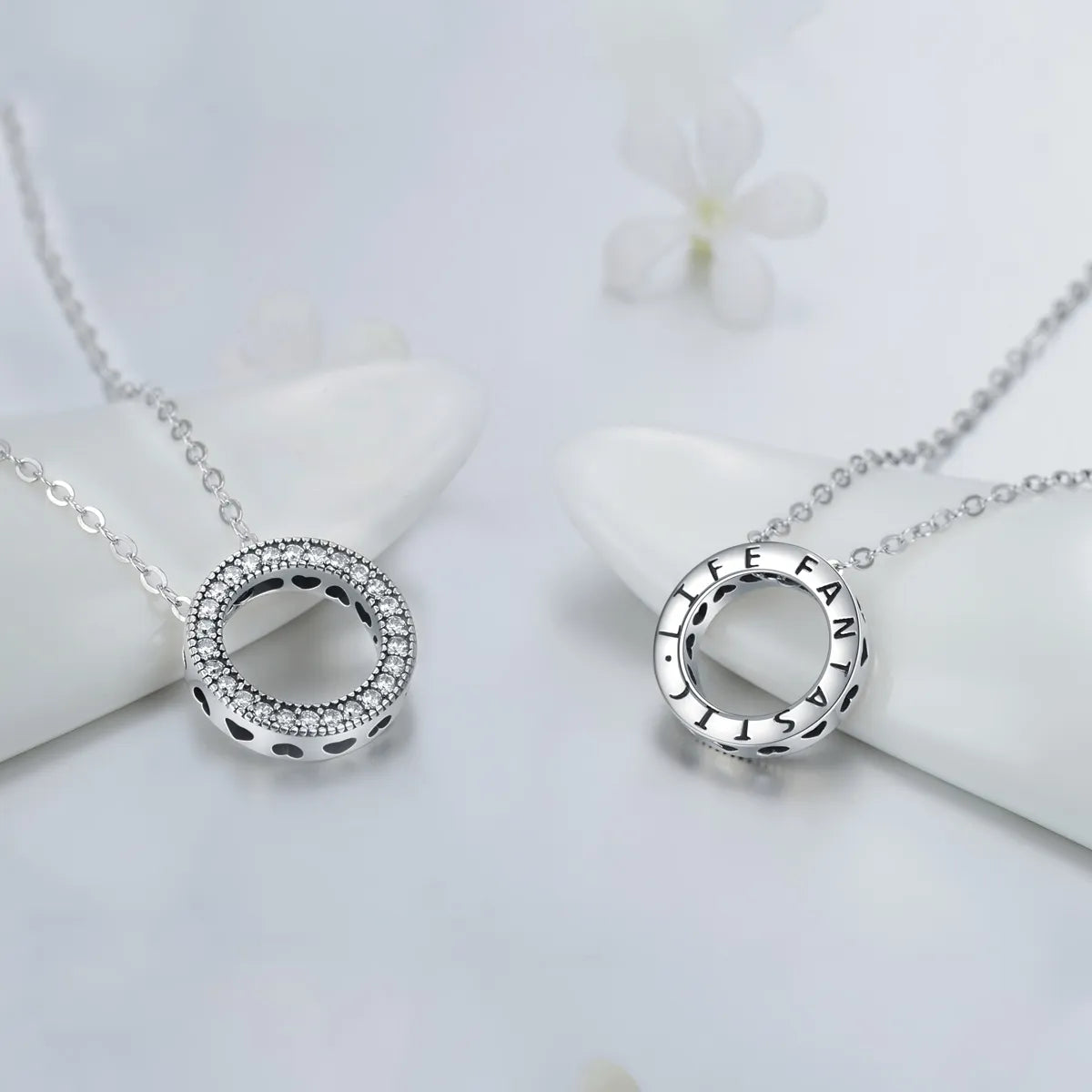 Women’s best-selling necklace-Vintage Style Romantic Letter Heart Shape Sterling Silver Plating Hollow Out Inlay Zircon Thai Silver Pendant Necklace