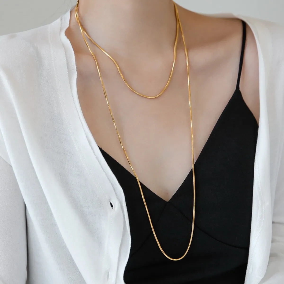 Women’s luxury gold necklace-Simple Style Solid Color Stainless Steel Plating 18k Gold Plated Silver Plated Layered Necklaces