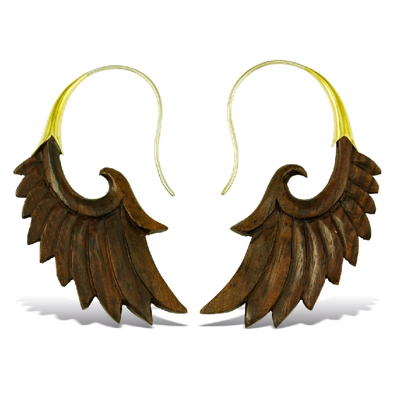 Women's evening earrings-<span>ESW-068<span>: </span></span>Shira Wings - Wood