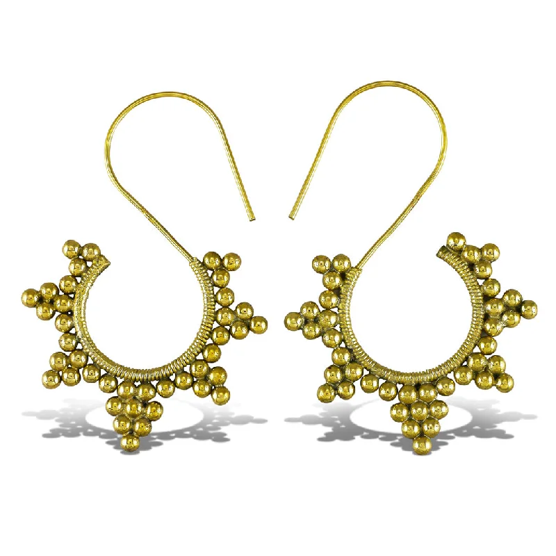 Women's luxurious pearl earrings-<span>BRE-025<span>: </span></span>Gold Star Curls