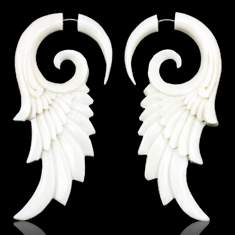 Women's sterling silver stud earrings-<span>EFB-826<span>: </span></span>Flared Wings - Bone