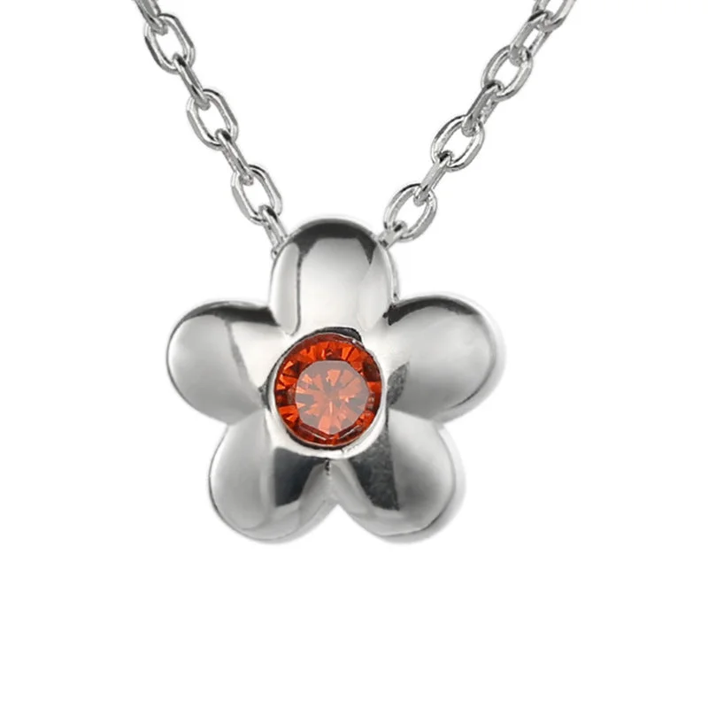 Women’s necklace styling-Sterling Silver Simple Style Classic Style Flower Inlay Zircon Necklace