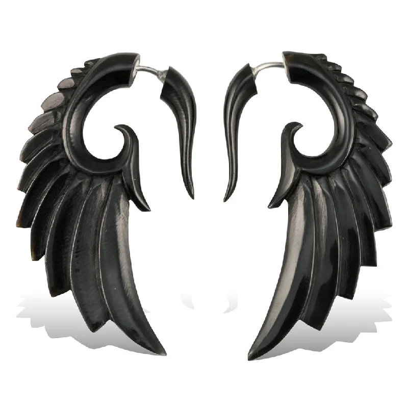 Women's luxury diamond earrings-<span>EFH-884<span>: </span></span>Aza Wings - Horn