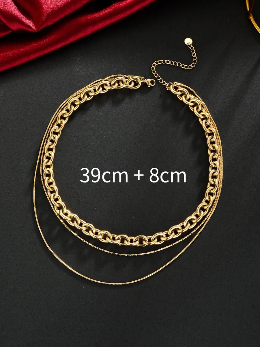 Women’s holiday necklace-Streetwear Solid Color Stainless Steel Plating 18k Gold Plated Unisex Three Layer Necklace