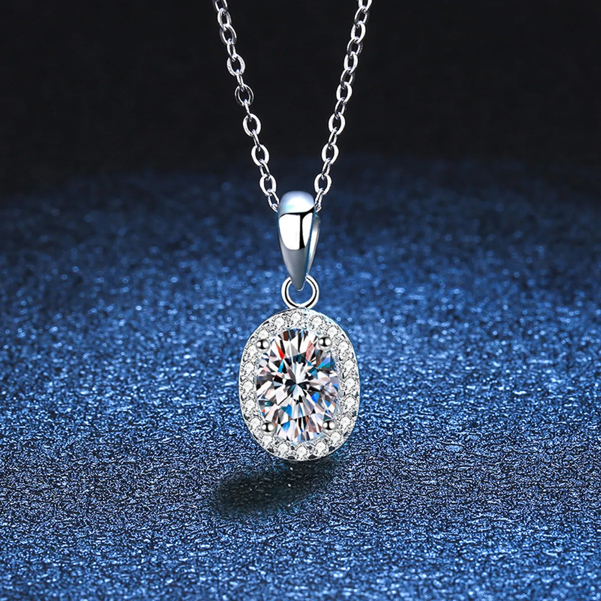 Women’s wedding necklace-Glam Shiny Oval Sterling Silver Plating Inlay Zircon White Gold Plated Pendant Necklace