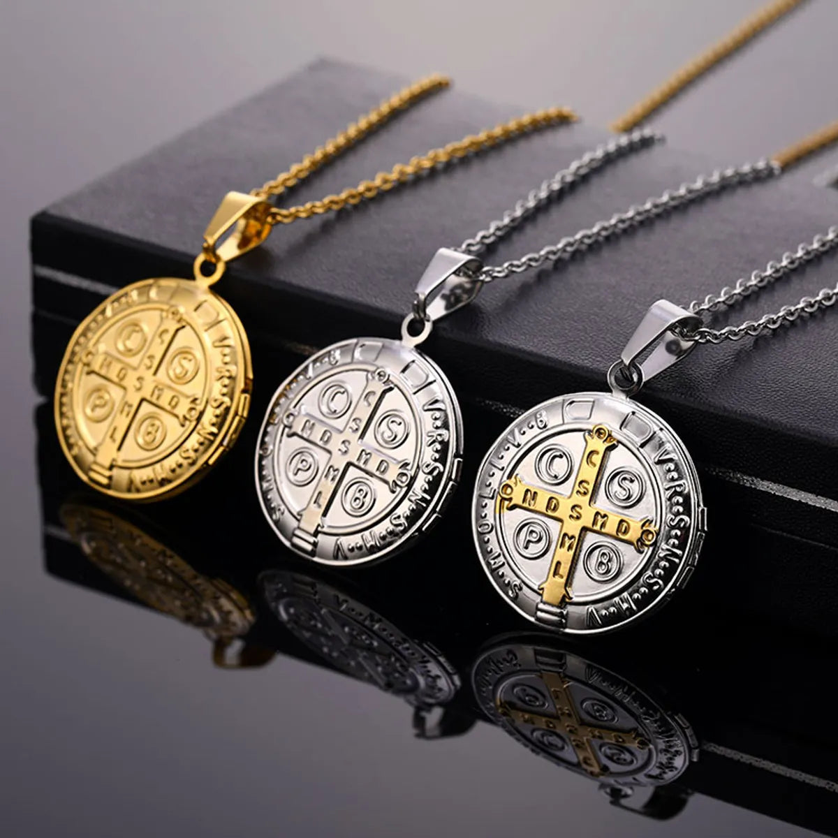 Women’s pendant necklace-Hip-hop Retro Solid Color Stainless Steel Plating 18k Gold Plated Men's Pendant Necklace