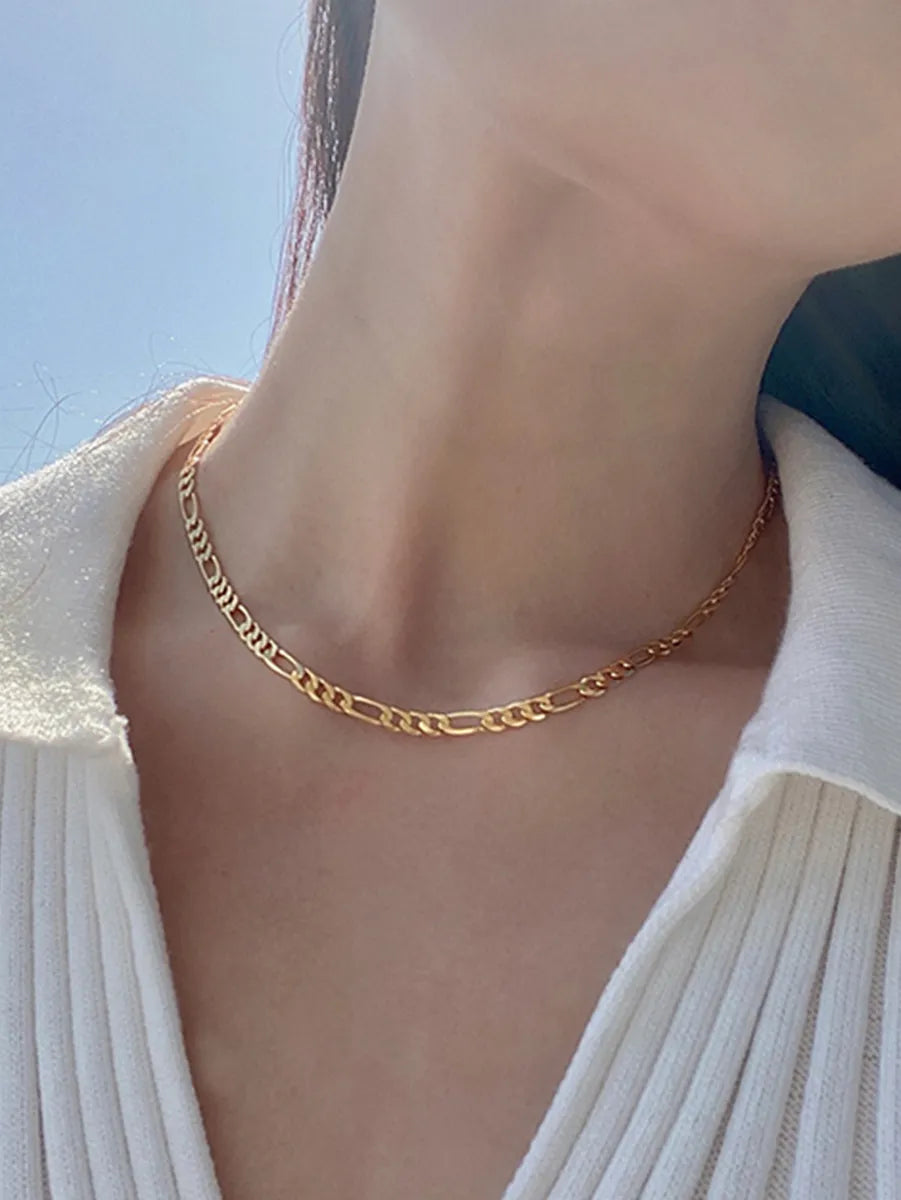 Women’s gold chain necklace-Simple Style Classic Style Solid Color Stainless Steel Necklace