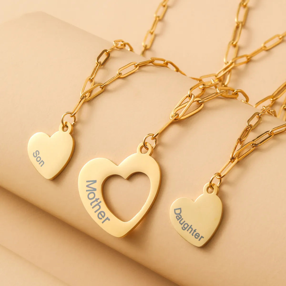 Women’s necklace collection-Stainless Steel 18K Gold Plated MAMA Heart Shape Hollow Out Pendant Necklace