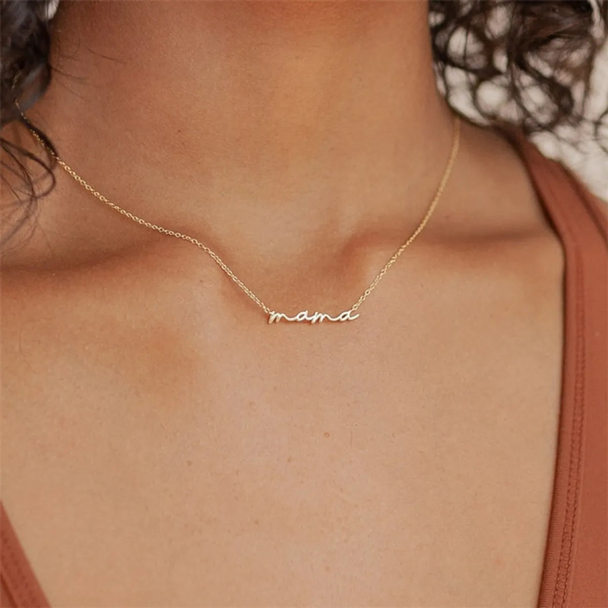 Women’s personalized pendant necklace-Simple Style Letter Stainless Steel Necklace