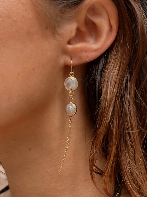 Women's gemstone earrings-Moonstone Perla Earrings