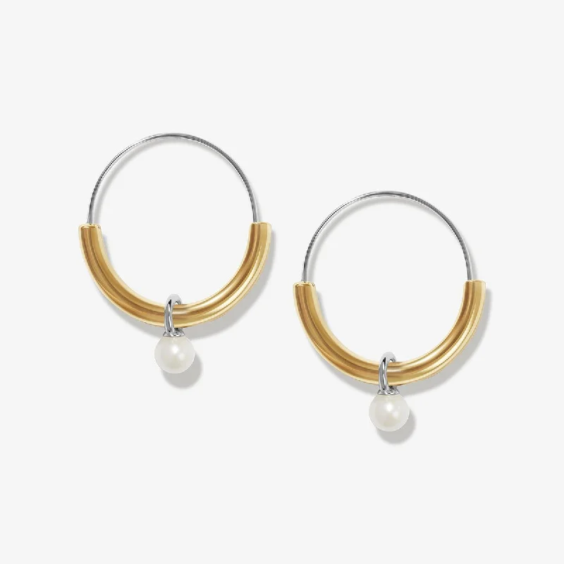 Women's stud earrings-Timo pearl hoop earrings