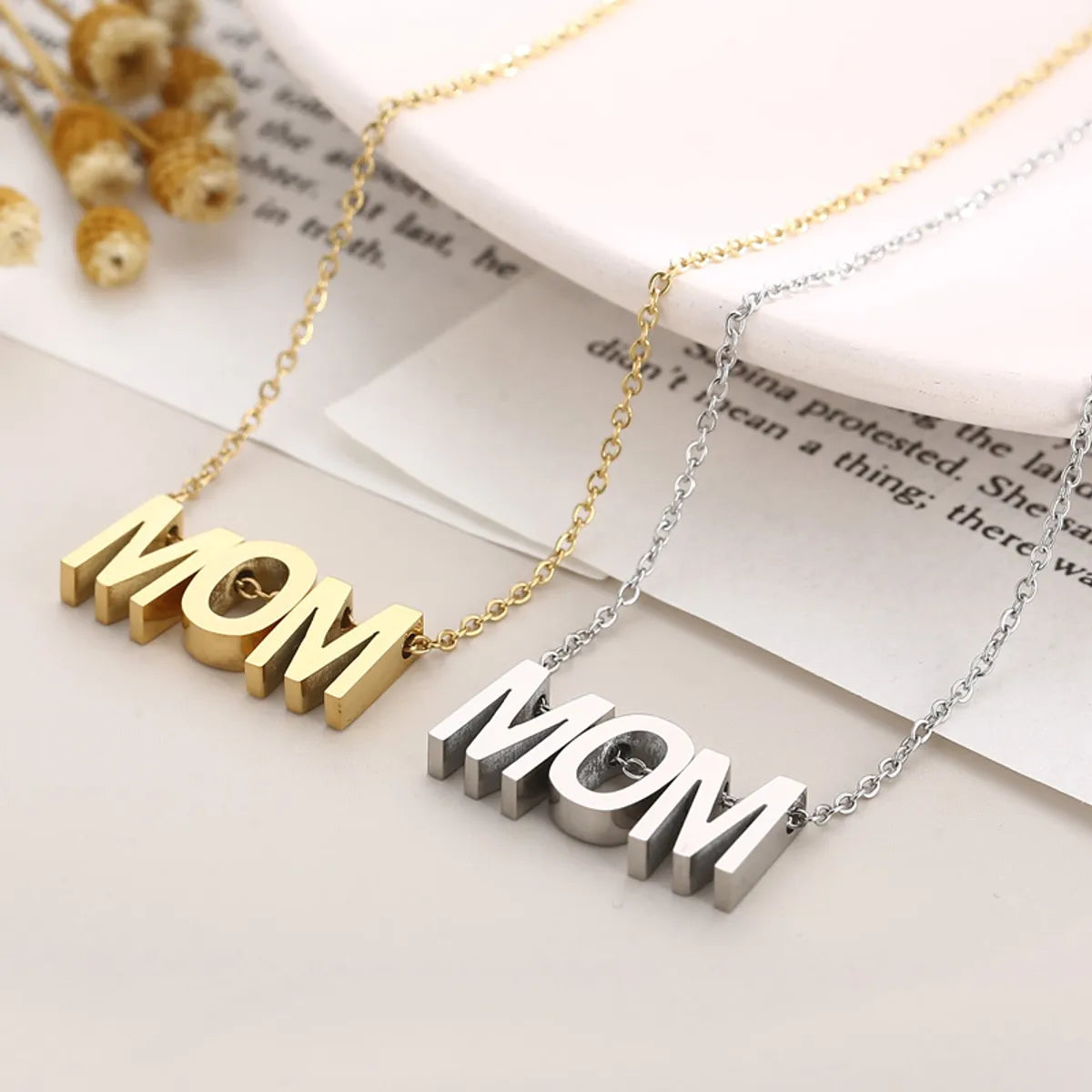 Women’s romantic gift necklace-1 Piece Fashion Letter Titanium Steel Plating Pendant Necklace