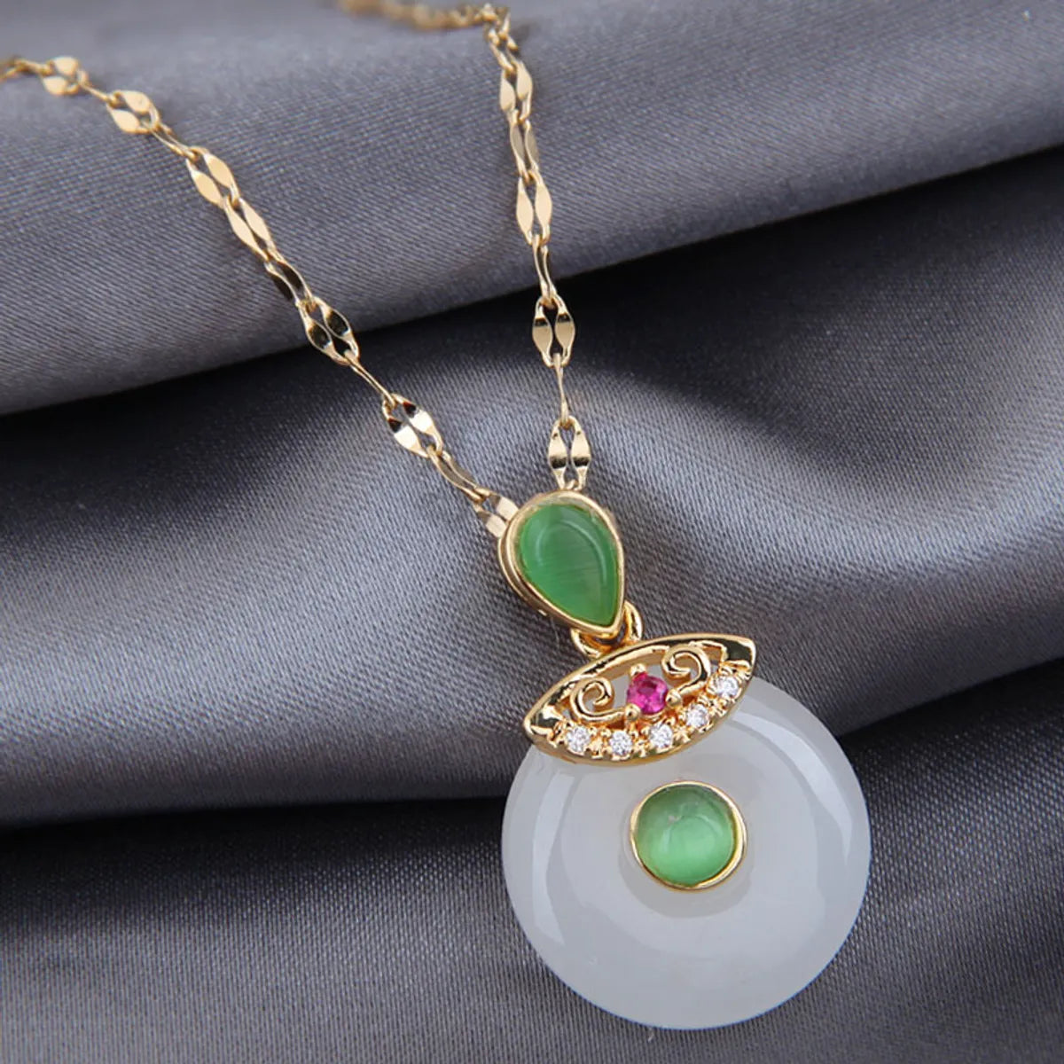 Women’s necklace styling-Korean Fashion  Simple Jade Pendant  Necklace