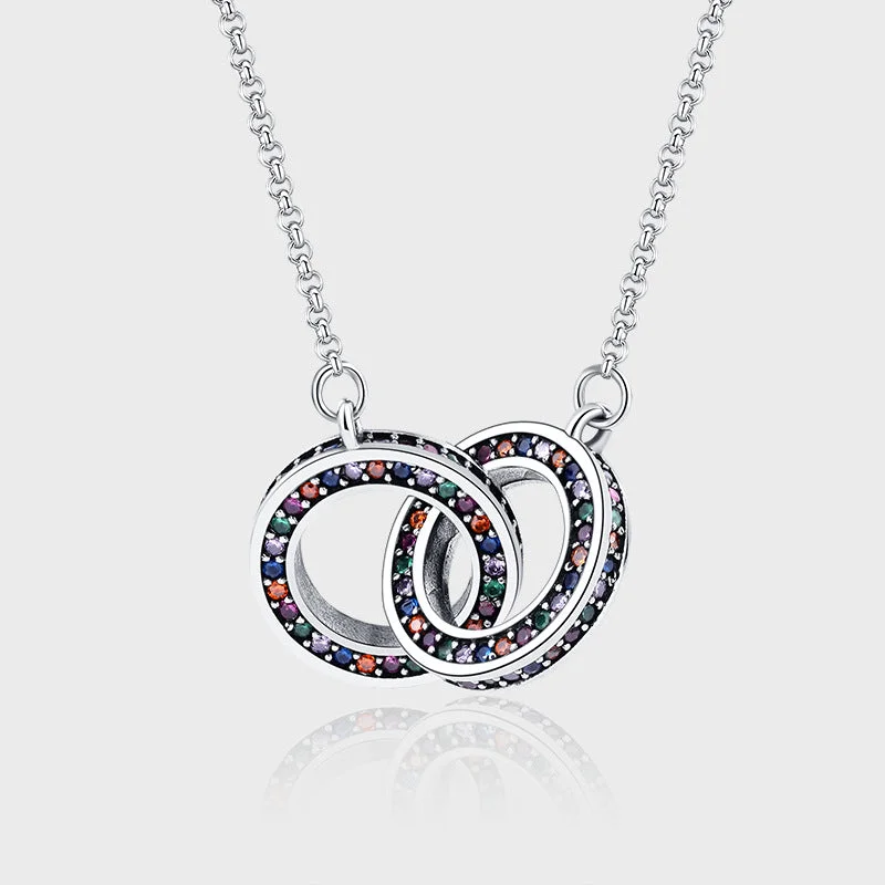 Women’s long necklace-Simple Style Circle Sterling Silver Inlay Zircon Necklace 1 Piece