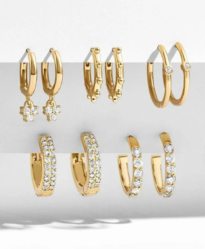 Women's statement stud earrings-Beautiful 5 Pair Set of Gold Hoop Earrings