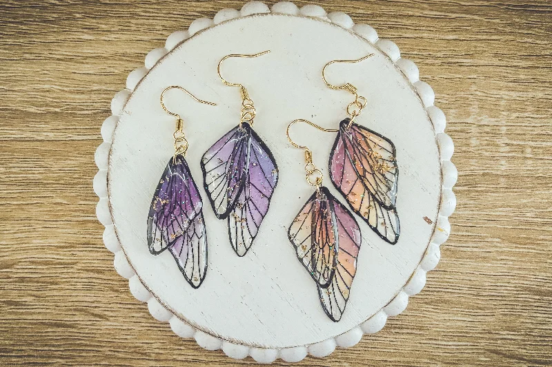 Women's large hoop earrings-Beautiful Butterfly Wing Earrings