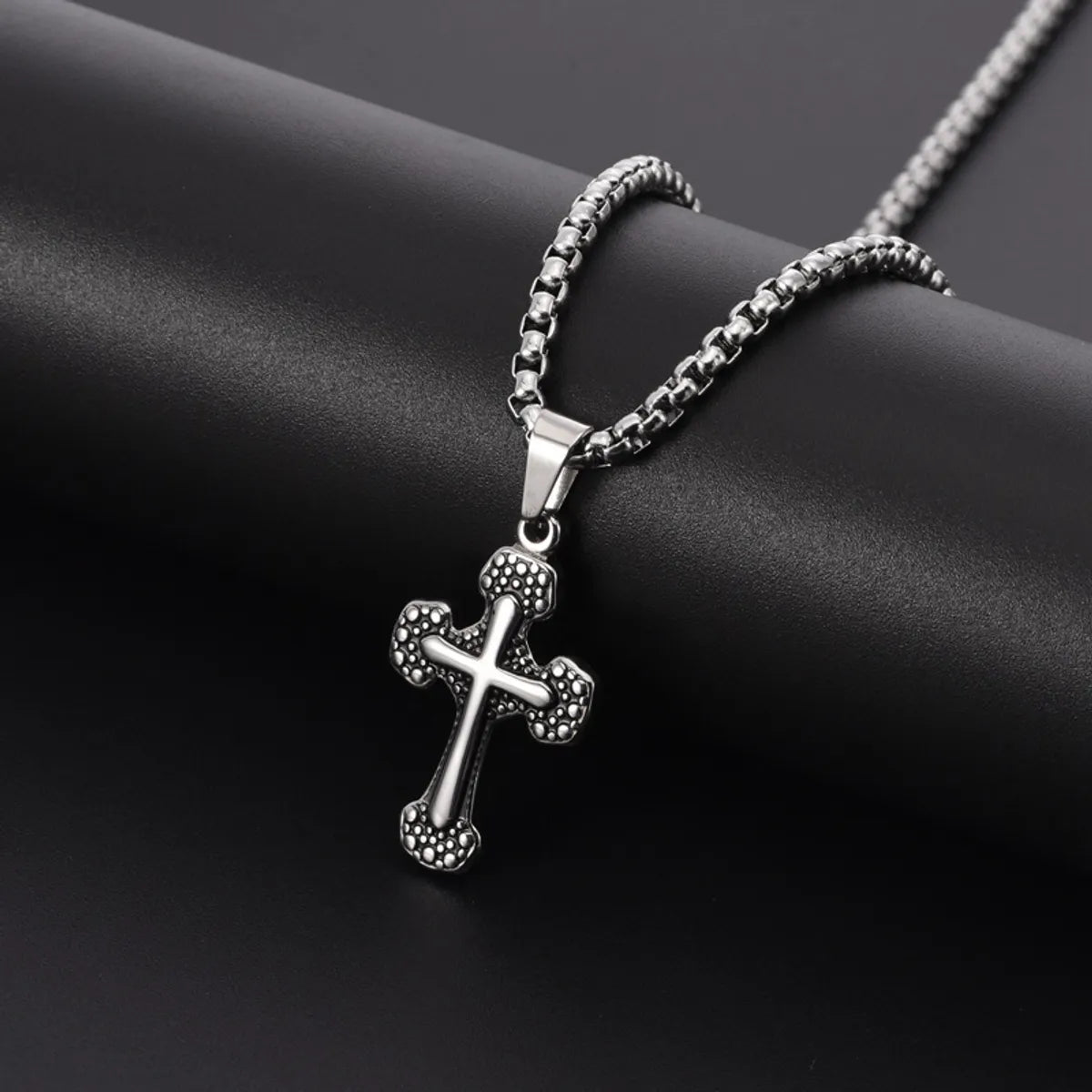 Women’s fashion-forward necklace-Simple Style Cross Stainless Steel Titanium Steel Polishing Men'S Pendant Necklace