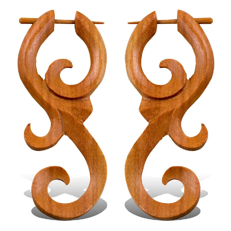 Women's custom hoop earrings-<span>ERW-765<span>: </span></span>Ma'ayan Curls - Wood