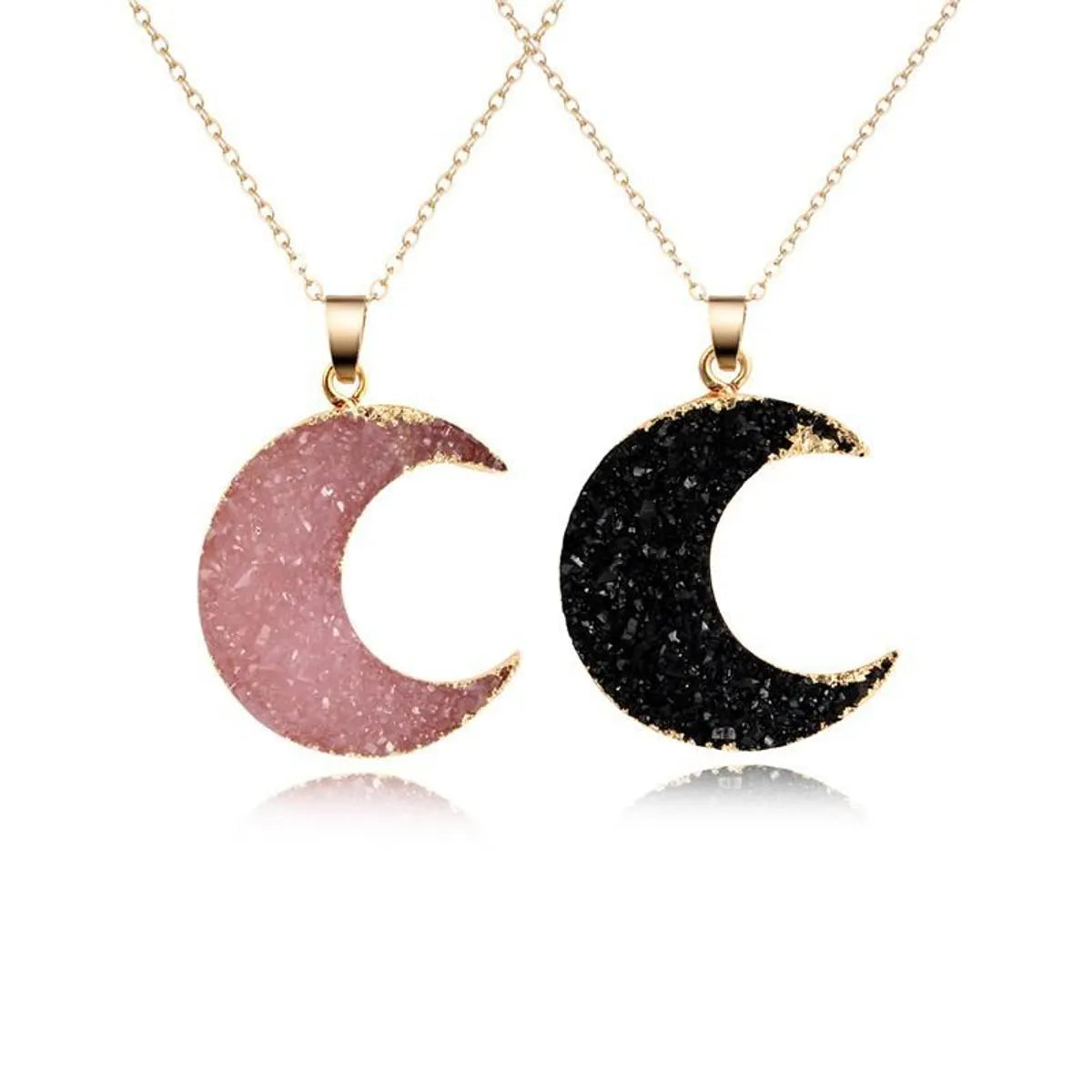 Women’s sleek necklace-Womens Moon Sexual Simplicity Imitation Of Natural Stone Moon Necklaces Go190430120020