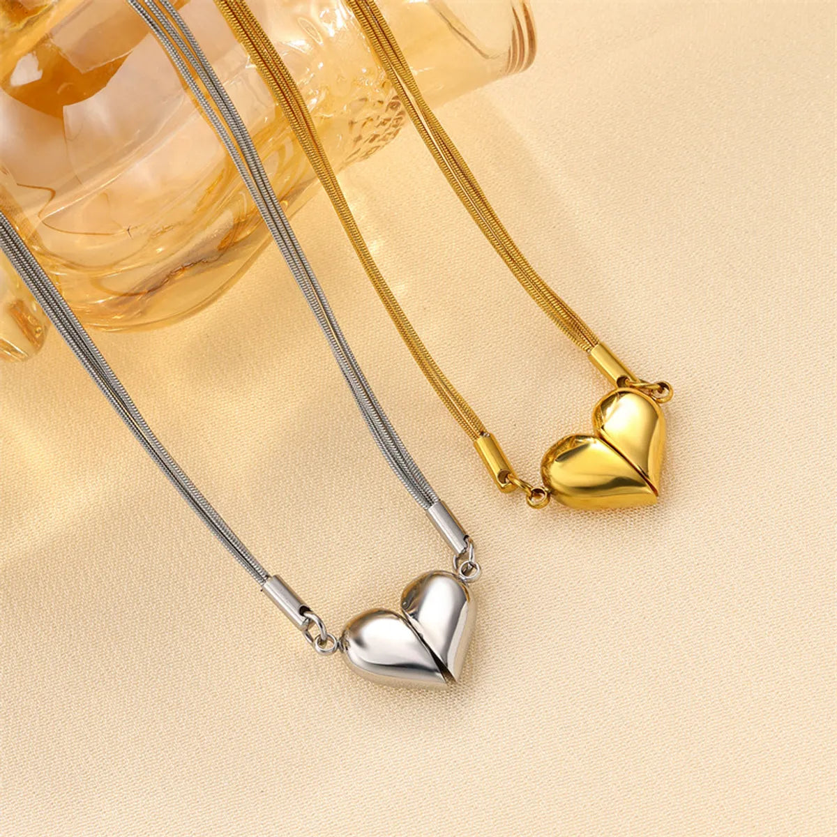 Women’s pendant necklace designs-Cute Sweet Heart Shape Stainless Steel Titanium Steel Plating Pendant Necklace