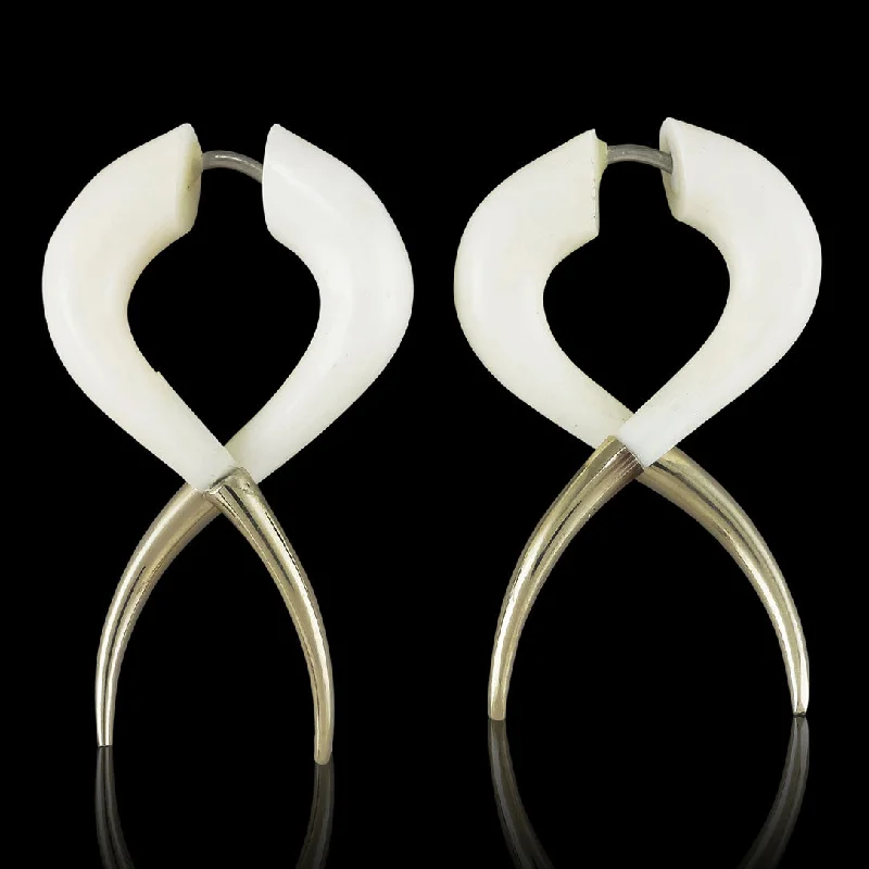 Women's bridal hoop earrings-<span>EFB-882<span>: </span></span>Silver Twists - Bone