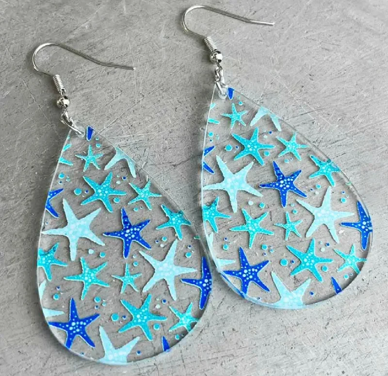 Women's statement earrings-Beautiful and Fun Starfish Earrings