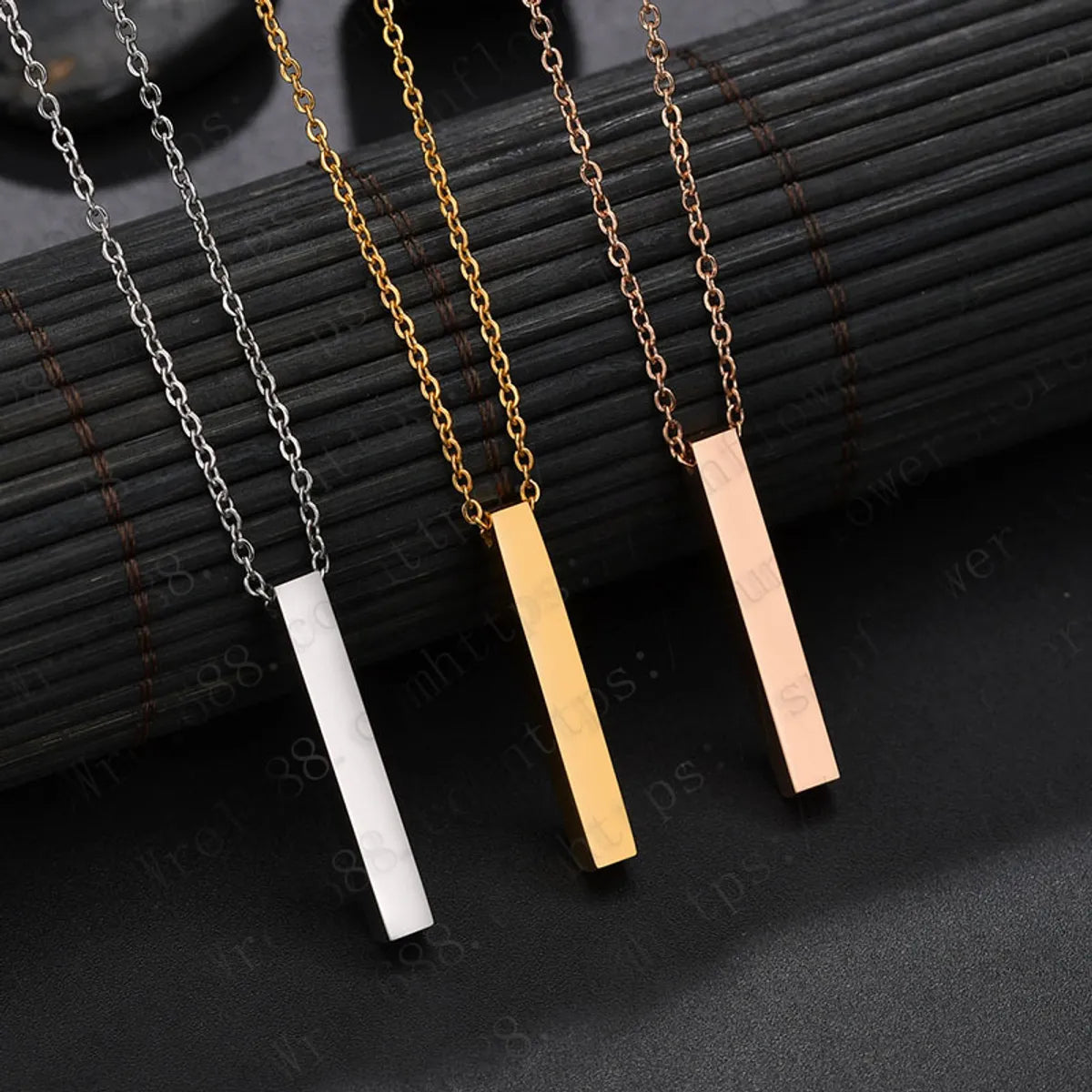 Women’s dainty necklace-Fashion Rectangle Stainless Steel Plating Pendant Necklace 1 Piece