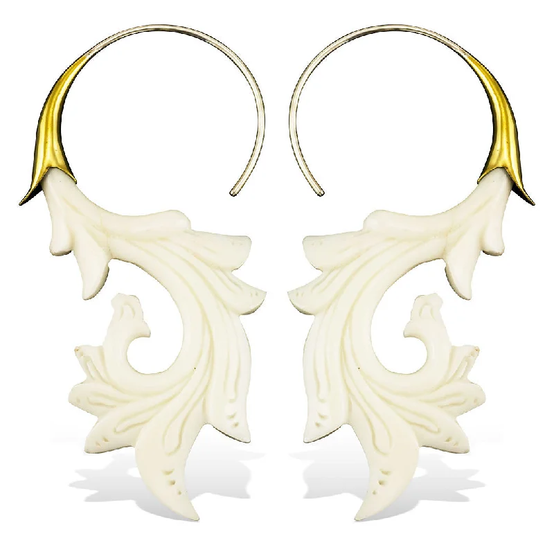 Women's custom earrings-<span>ESB-406<span>: </span></span>Nikora Silver Curls - Bone