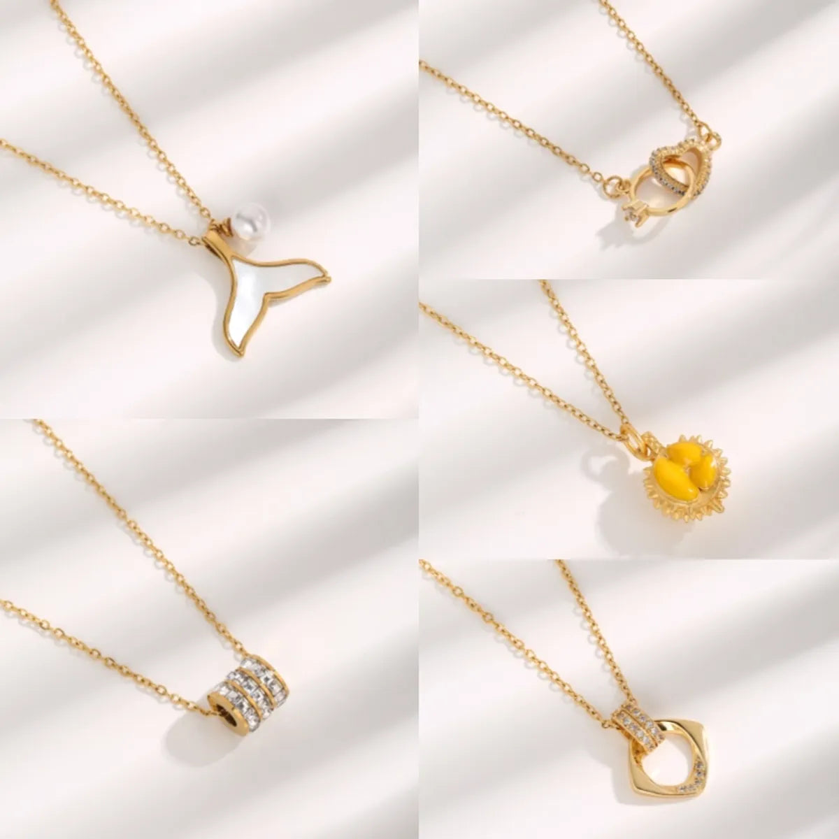 Women’s minimalist necklace-Simple Style Heart Shape Fish Tail Titanium Steel Plating Inlay Zircon Gold Plated Necklace