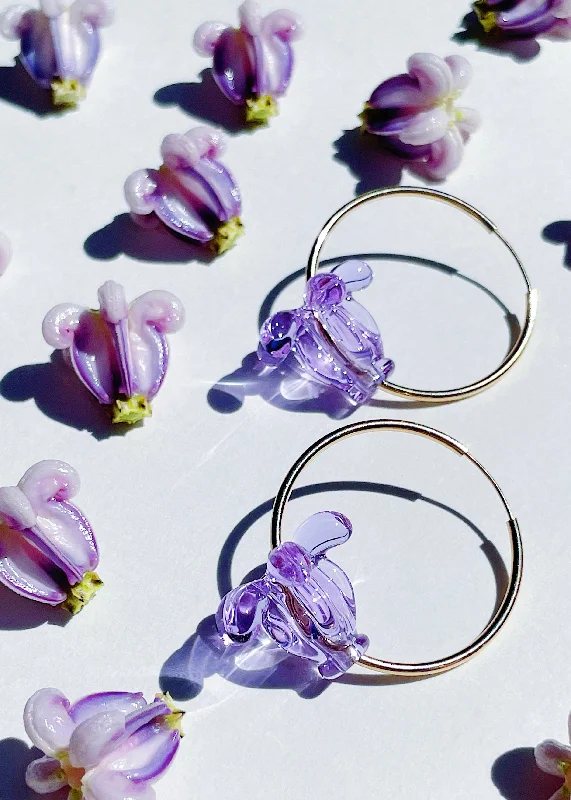 Women's custom earrings-Crown Flower Hoop Earrings