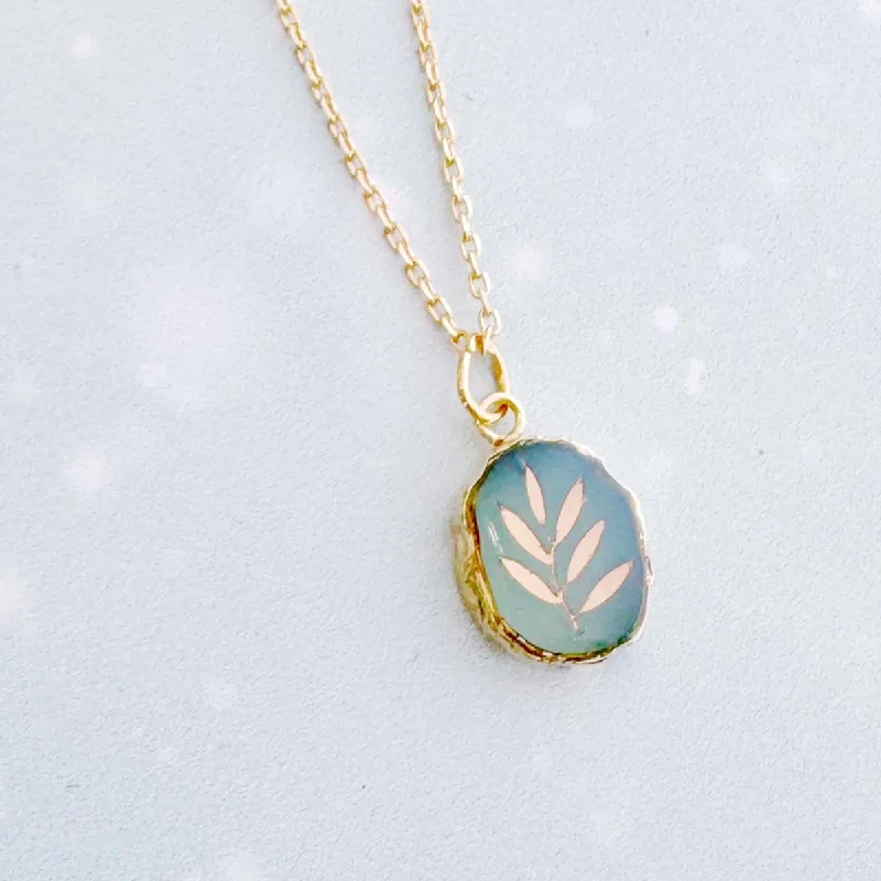 Women’s eco-friendly necklace-Aqua Chalcedony Branch Gemstone Symbol Necklace by Jill Makes