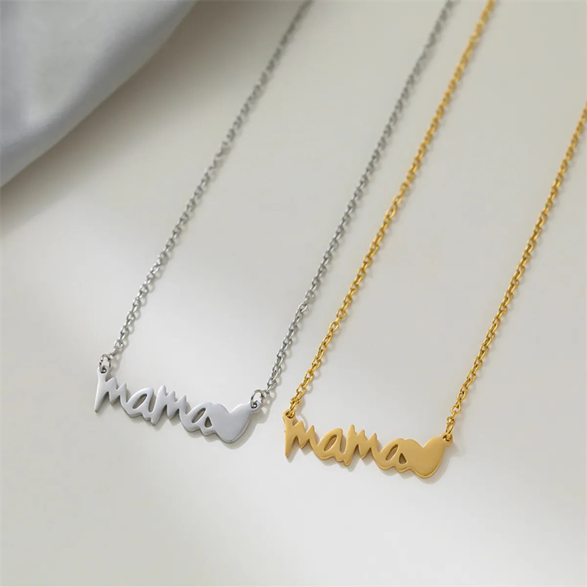 Women’s modern necklace-Lady Mama Letter Heart Shape Titanium Steel Plating Necklace