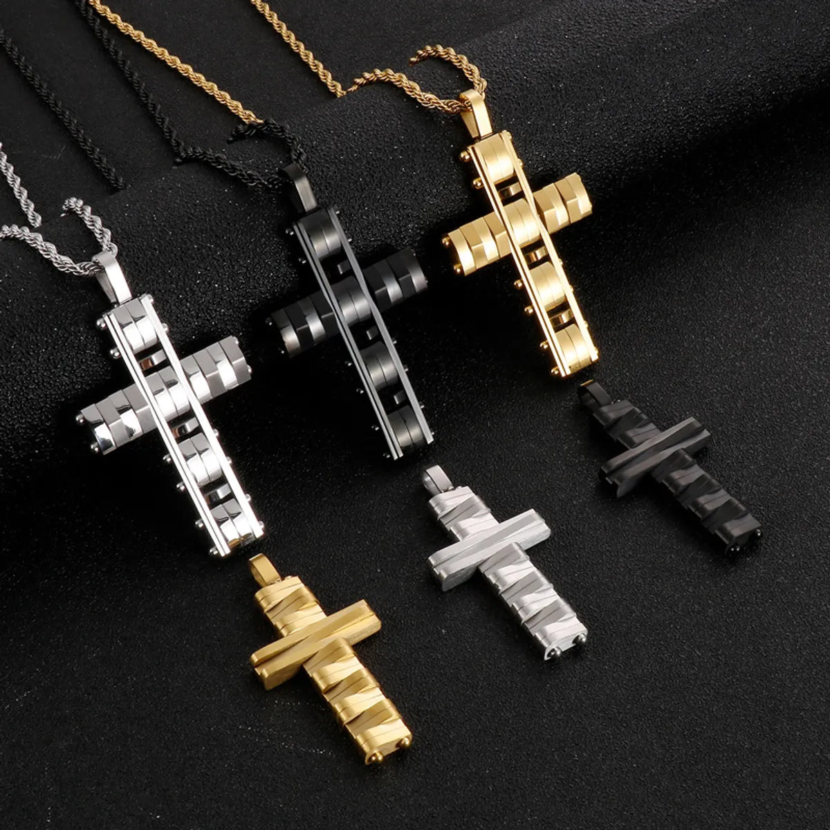 Women’s statement necklace-Hip-Hop Cross Titanium Steel Plating Men'S Pendant Necklace