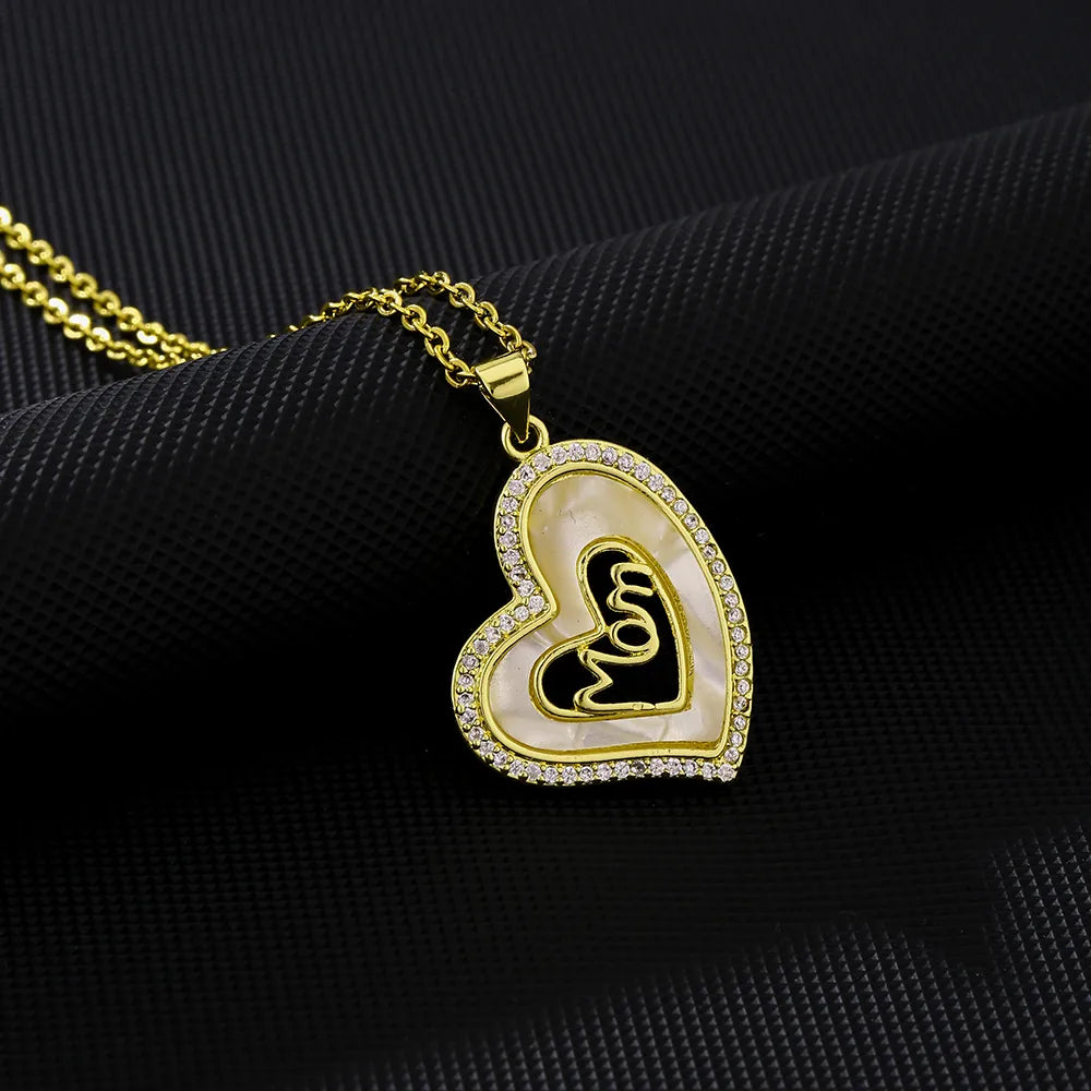 Women’s personalized pendant necklace-Wholesale Elegant Simple Style Letter Heart Shape 304 Stainless Steel Copper Inlay Zircon Pendant Necklace