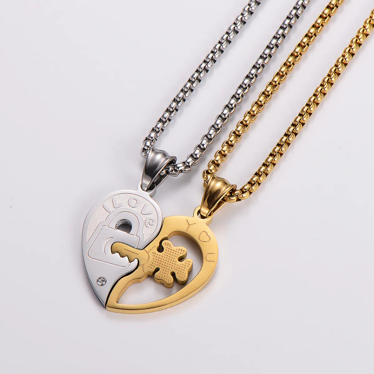 Women’s vintage style necklace-Hip-hop Simple Style Heart Shape Stainless Steel 18k Gold Plated Pendant Necklace