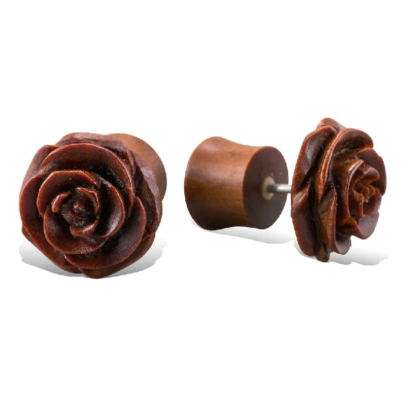 Women's precious stone earrings-<span>EFPW-300<span>: </span></span>Eden Rose - Wood