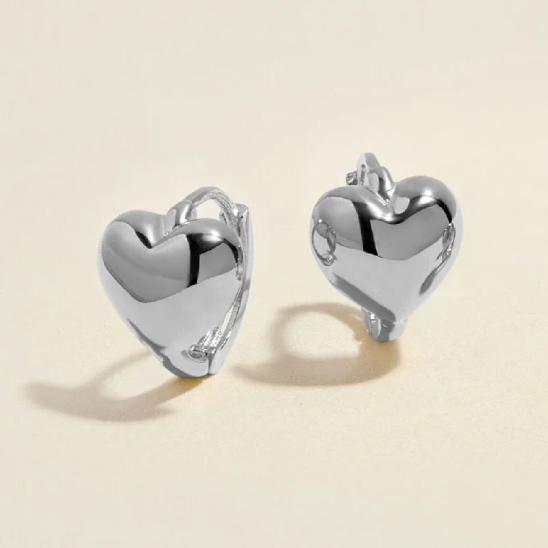 Women's sparkly earrings-Bae heart midi huggie earrings white gold