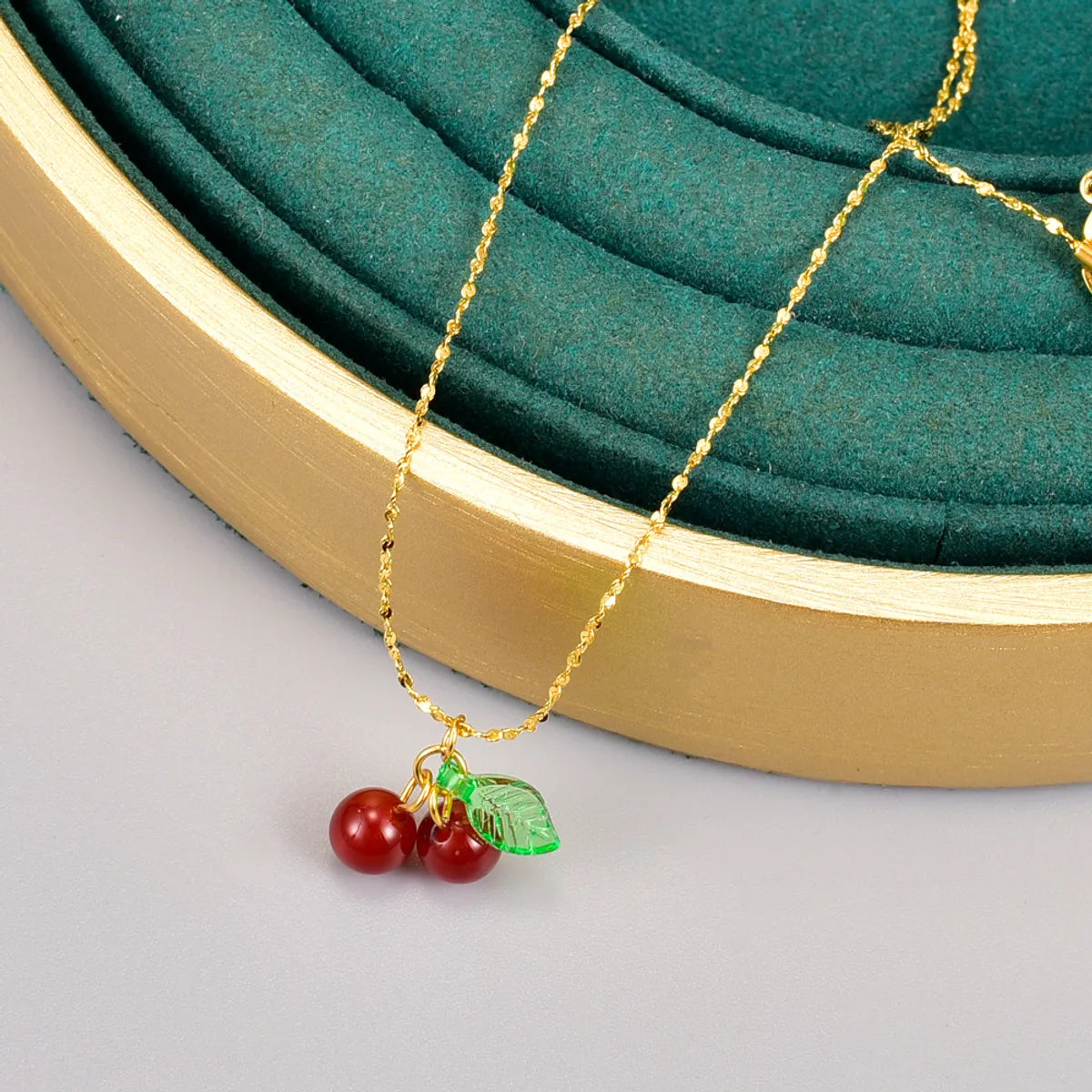 Women’s handmade necklace-Simple Style Cherry Titanium Steel Gold Plated Pendant Necklace 1 Piece