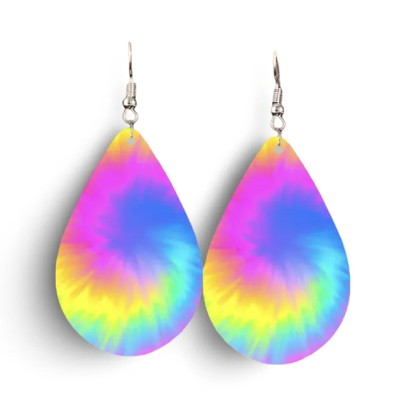 Women's dangling chandelier earrings-Beautiful Tie Dye Drop Earrings