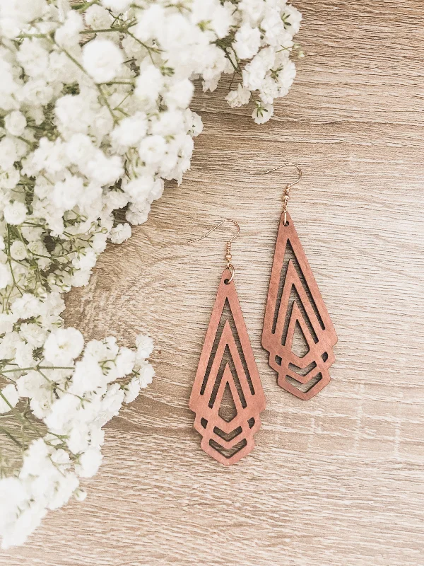 Women's dangling earrings-Beautiful Boho Wooden Drop Earrings