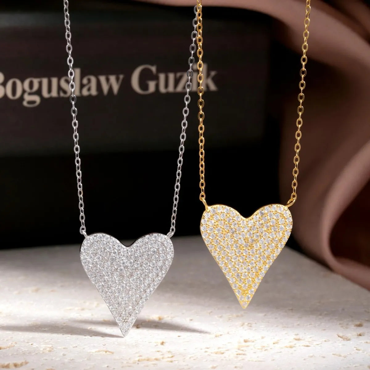 Women’s boutique necklace-Fashion Heart Shape Silver Plating Inlay Zircon Necklace 1 Piece