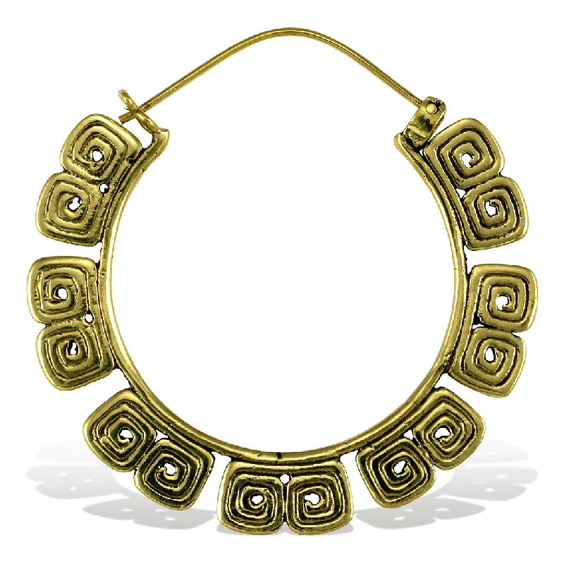 Women's modern earrings-<span>BRE-271<span>: </span></span>Inca Patterned Hoops