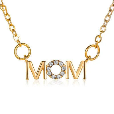 Women’s custom jewelry necklace-Fashion Simple English Letter Necklace Mother Pendant Clavicle Chain Mom Mother'S Day Necklace