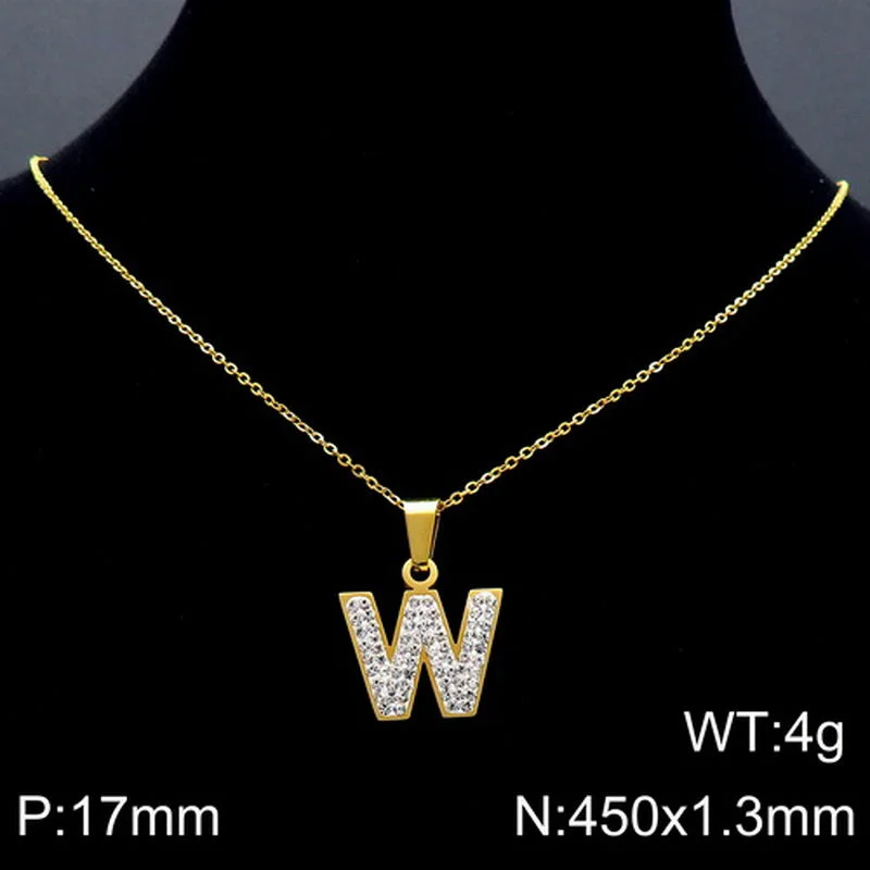 Gold Necklace Letter W