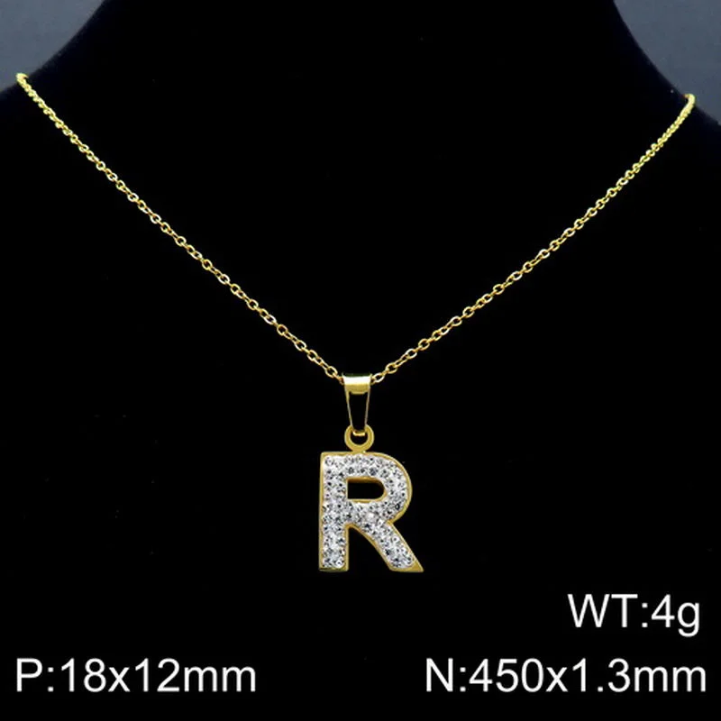 Gold Necklace Letter R